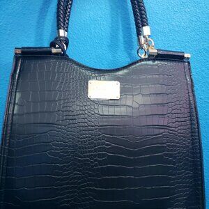 NWT BEBE Designer Black Croc Natalie Shopper Handbag Purse Shoulder Tote $129